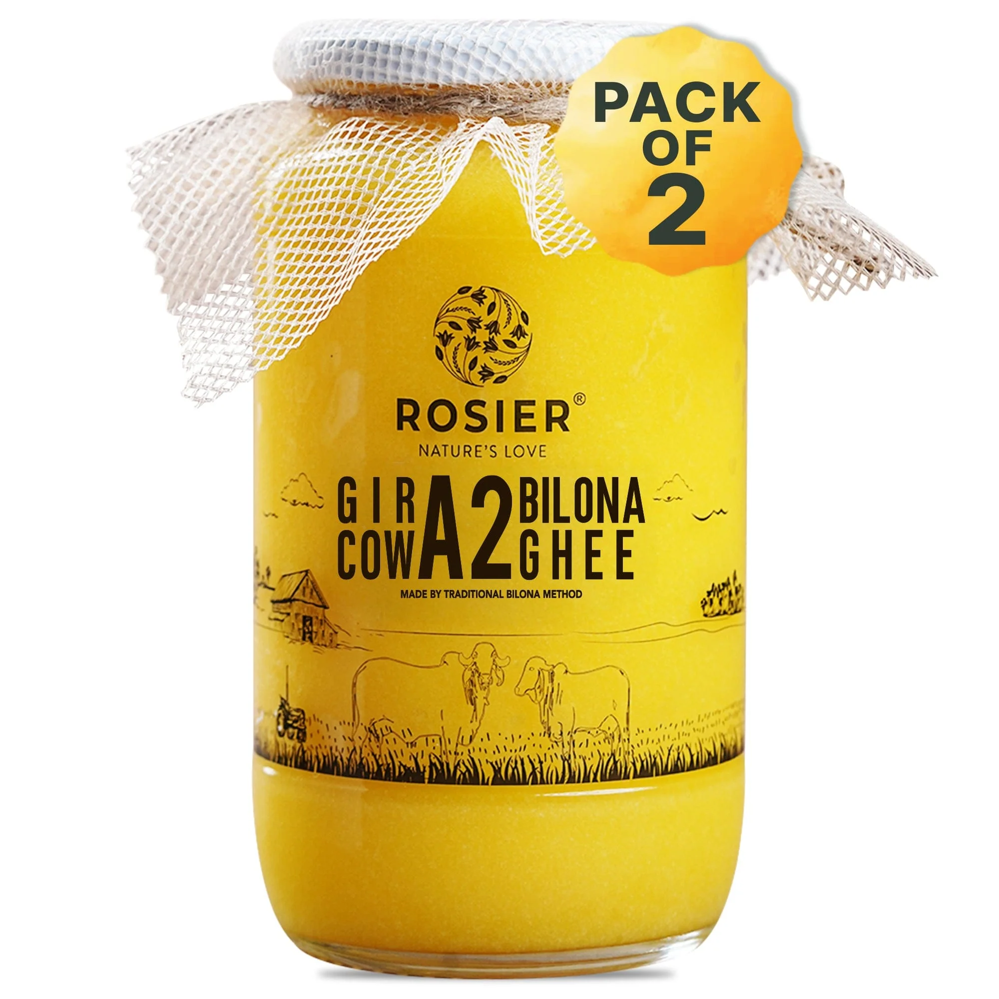 Gir Cow A2 ghee - Made From Curd (2 Ltr)