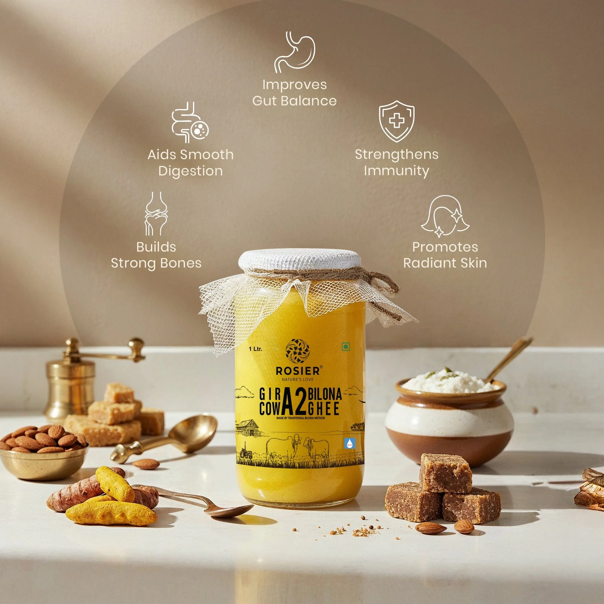 Gir Cow A2 ghee - Made From Curd (2 Ltr) - Image 6