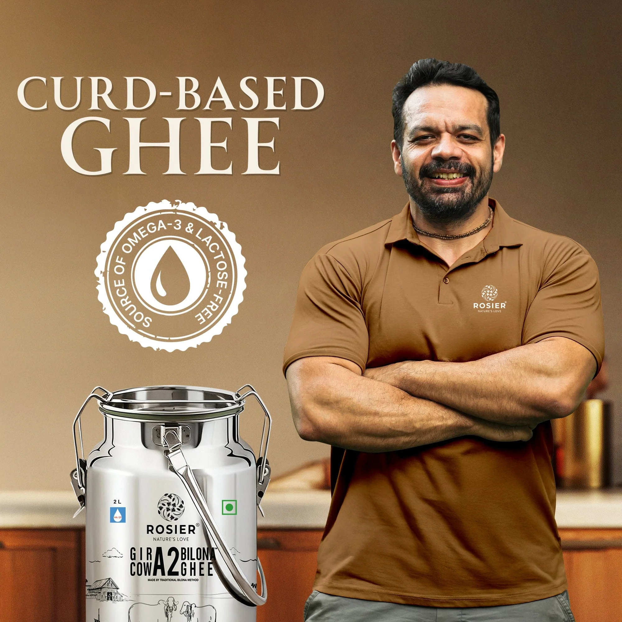 Gir Cow A2 ghee - Made From Curd (2 Ltr - Steel Dolchi) - Image 3