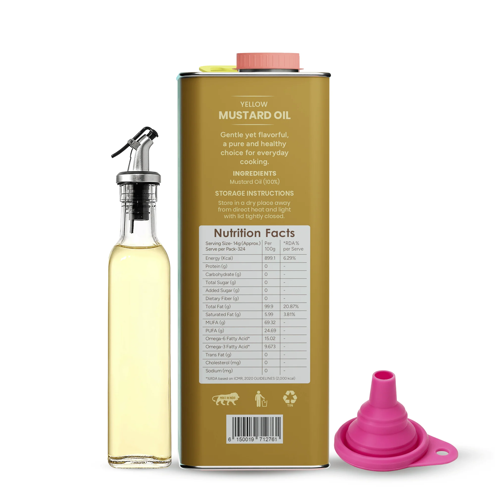 Stone Pressed Yellow Mustard Oil With Oil Kit (5 Ltr) - Image 2